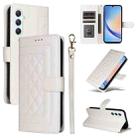 For Samsung Galaxy A34 5G Diamond Lattice Leather Flip Phone Case(White) - 1
