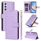 For Samsung Galaxy A34 5G Diamond Lattice Leather Flip Phone Case(Light Purple) - 1