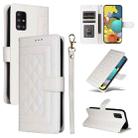 For Samsung Galaxy A51 5G Diamond Lattice Leather Flip Phone Case(White) - 1