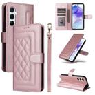 For Samsung Galaxy A55 Diamond Lattice Leather Flip Phone Case(Rose Gold) - 1