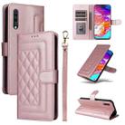 For Samsung Galaxy A70 Diamond Lattice Leather Flip Phone Case(Rose Gold) - 1