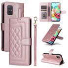 For Samsung Galaxy A71 Diamond Lattice Leather Flip Phone Case(Rose Gold) - 1