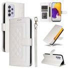 For Samsung Galaxy A72 Diamond Lattice Leather Flip Phone Case(White) - 1