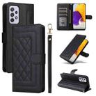 For Samsung Galaxy A72 Diamond Lattice Leather Flip Phone Case(Black) - 1