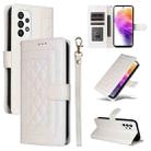 For Samsung Galaxy A73 5G Diamond Lattice Leather Flip Phone Case(White) - 1
