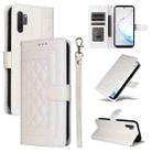 For Samsung Galaxy Note10+ Diamond Lattice Leather Flip Phone Case(White) - 1