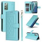 For Samsung Galaxy Note20 Diamond Lattice Leather Flip Phone Case(Mint Green) - 1