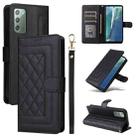 For Samsung Galaxy Note20 Diamond Lattice Leather Flip Phone Case(Black) - 1