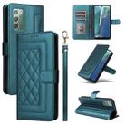 For Samsung Galaxy Note20 Diamond Lattice Leather Flip Phone Case(Green) - 1