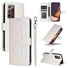 For Samsung Galaxy Note20 Ultra Diamond Lattice Leather Flip Phone Case(White) - 1