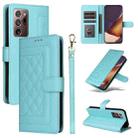 For Samsung Galaxy Note20 Ultra Diamond Lattice Leather Flip Phone Case(Mint Green) - 1