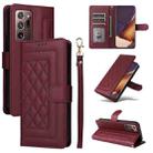 For Samsung Galaxy Note20 Ultra Diamond Lattice Leather Flip Phone Case(Wine Red) - 1