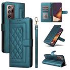 For Samsung Galaxy Note20 Ultra Diamond Lattice Leather Flip Phone Case(Green) - 1