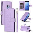 For Samsung Galaxy S9 Diamond Lattice Leather Flip Phone Case(Light Purple) - 1