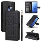 For Samsung Galaxy S9 Diamond Lattice Leather Flip Phone Case(Black) - 1