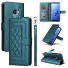 For Samsung Galaxy S9 Diamond Lattice Leather Flip Phone Case(Green) - 1