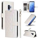 For Samsung Galaxy S9+ Diamond Lattice Leather Flip Phone Case(White) - 1