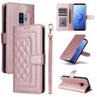 For Samsung Galaxy S9+ Diamond Lattice Leather Flip Phone Case(Rose Gold) - 1
