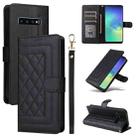 For Samsung Galaxy S10+ Diamond Lattice Leather Flip Phone Case(Black) - 1
