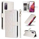 For Samsung Galaxy S20 FE Diamond Lattice Leather Flip Phone Case(White) - 1