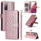 For Samsung Galaxy S20 FE Diamond Lattice Leather Flip Phone Case(Rose Gold) - 1