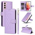 For Samsung Galaxy S21 5G Diamond Lattice Leather Flip Phone Case(Light Purple) - 1