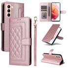 For Samsung Galaxy S21 5G Diamond Lattice Leather Flip Phone Case(Rose Gold) - 1