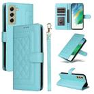For Samsung Galaxy S21 FE 5G Diamond Lattice Leather Flip Phone Case(Mint Green) - 1