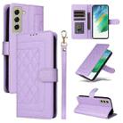 For Samsung Galaxy S21 FE 5G Diamond Lattice Leather Flip Phone Case(Light Purple) - 1