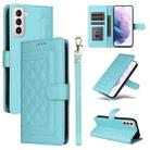 For Samsung Galaxy S21+ 5G Diamond Lattice Leather Flip Phone Case(Mint Green) - 1