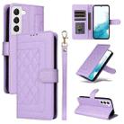 For Samsung Galaxy S22 5G Diamond Lattice Leather Flip Phone Case(Light Purple) - 1