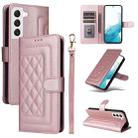 For Samsung Galaxy S22 5G Diamond Lattice Leather Flip Phone Case(Rose Gold) - 1