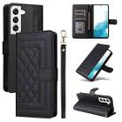 For Samsung Galaxy S22 5G Diamond Lattice Leather Flip Phone Case(Black) - 1