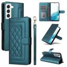 For Samsung Galaxy S22 5G Diamond Lattice Leather Flip Phone Case(Green) - 1