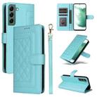 For Samsung Galaxy S22+ 5G Diamond Lattice Leather Flip Phone Case(Mint Green) - 1