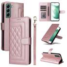 For Samsung Galaxy S22+ 5G Diamond Lattice Leather Flip Phone Case(Rose Gold) - 1