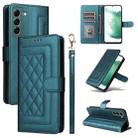 For Samsung Galaxy S22+ 5G Diamond Lattice Leather Flip Phone Case(Green) - 1