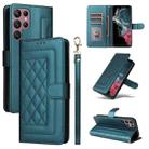 For Samsung Galaxy S22 Ultra 5G Diamond Lattice Leather Flip Phone Case(Green) - 1