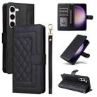 For Samsung Galaxy S23 5G Diamond Lattice Leather Flip Phone Case(Black) - 1