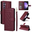 For Samsung Galaxy S23 FE 5G Diamond Lattice Leather Flip Phone Case(Wine Red) - 1