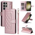 For Samsung Galaxy S23 Ultra 5G Diamond Lattice Leather Flip Phone Case(Rose Gold) - 1