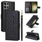 For Samsung Galaxy S23 Ultra 5G Diamond Lattice Leather Flip Phone Case(Black) - 1