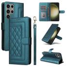 For Samsung Galaxy S23 Ultra 5G Diamond Lattice Leather Flip Phone Case(Green) - 1