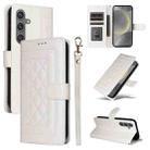 For Samsung Galaxy S24 5G Diamond Lattice Leather Flip Phone Case(White) - 1