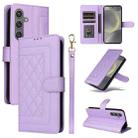 For Samsung Galaxy S24 5G Diamond Lattice Leather Flip Phone Case(Light Purple) - 1