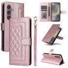 For Samsung Galaxy S24 5G Diamond Lattice Leather Flip Phone Case(Rose Gold) - 1