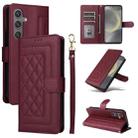 For Samsung Galaxy S24 5G Diamond Lattice Leather Flip Phone Case(Wine Red) - 1