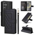 For Samsung Galaxy S24 5G Diamond Lattice Leather Flip Phone Case(Black) - 1