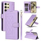 For Samsung Galaxy S24 Ultra 5G Diamond Lattice Leather Flip Phone Case(Light Purple) - 1