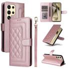 For Samsung Galaxy S24 Ultra 5G Diamond Lattice Leather Flip Phone Case(Rose Gold) - 1